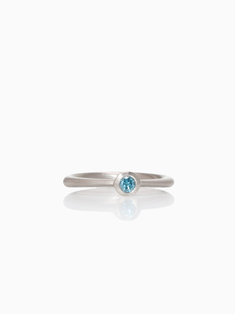 Platin Ring Diamant Sky Blue - Verlobungsring - Geschenk - Handgefertigter Ring - mvh Berlin