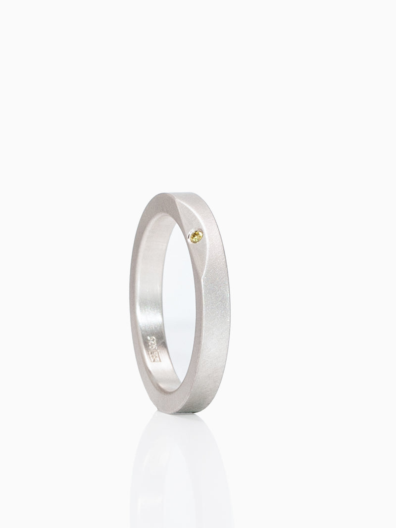 Simple Ring Silber Diamant Gelb
