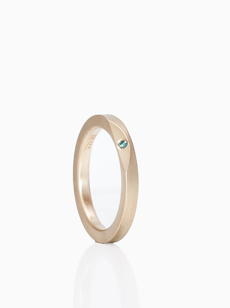 Simple Ring Gold Diamant Blau