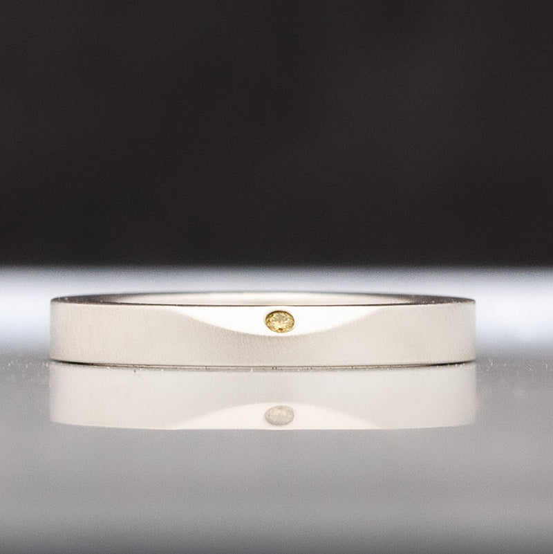 Simple Ring Silber Diamant Gelb
